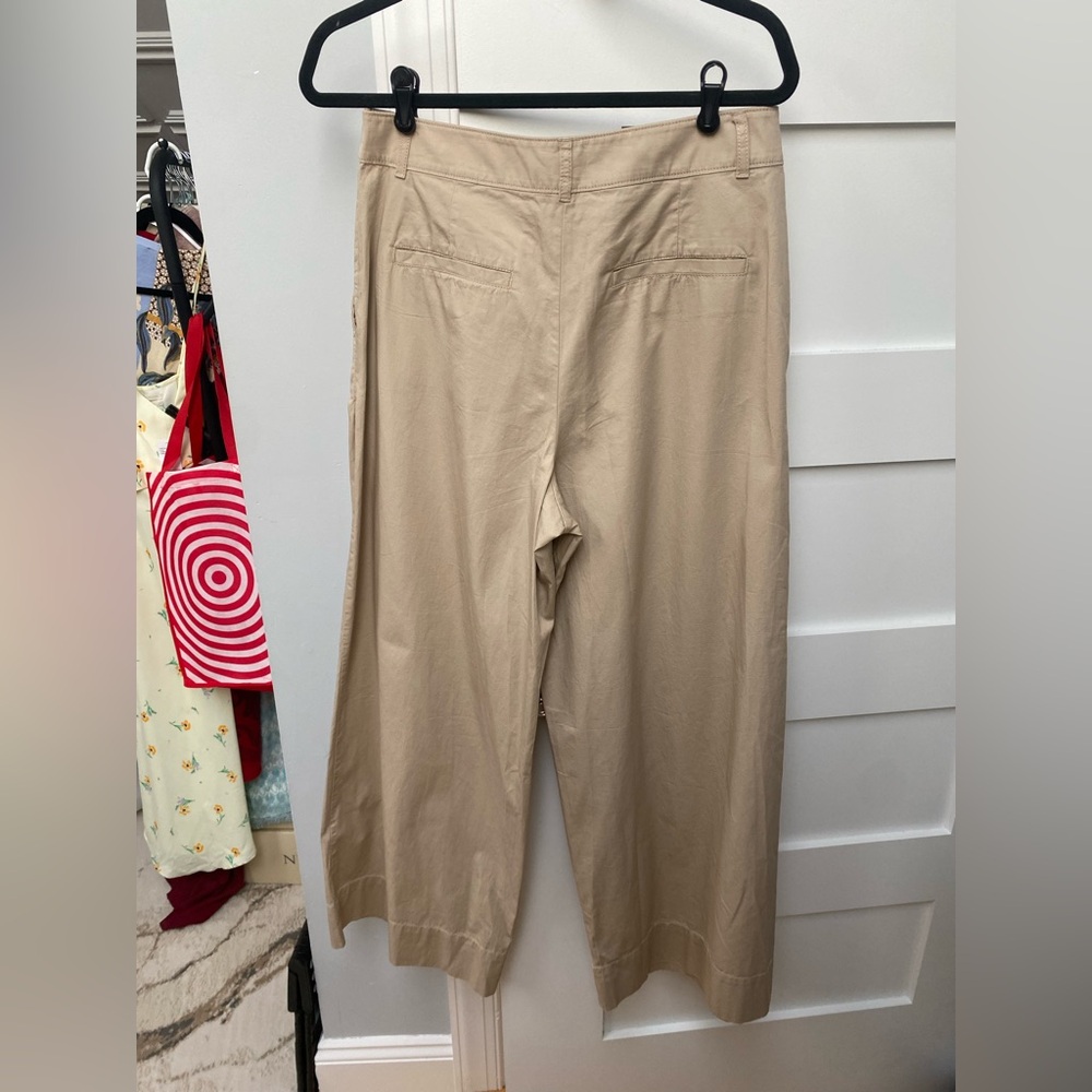 LOFT Poplin Wide Leg Pants in khaki - Picture 7 of 9